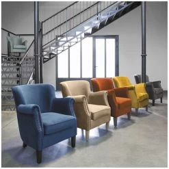 Fauteuil Claude Tissu Beige --- Blanc D'Ivoire -Meubles De Maison Magasin 424 1 Fauteuil Claude Tissu Beige Blanc d Ivoire Deco Campagne Chic 3