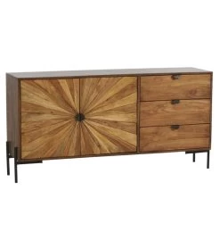 Buffet Bas Bois 2 Portes 3 Tiroirs Surate Athezza