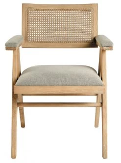 Fauteuil Colby - Lin Beige Frêne Nat Blanc D'Ivoire