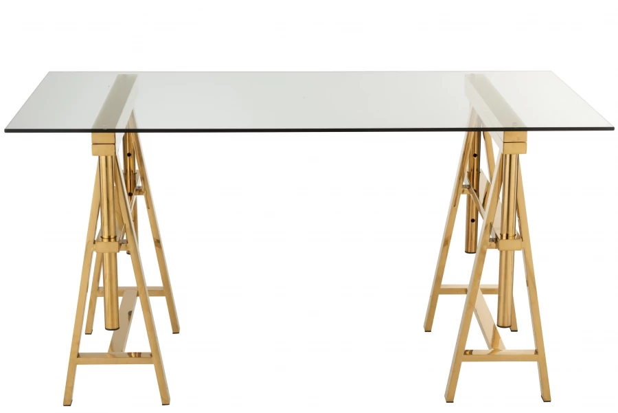 Bureau Contemporain Ajustable Métal Doré Verre 7 Bureau Contemporain Ajustable Métal Doré Verre – Image 5