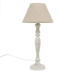 Lampe Helena Bois Blanc Abat Jour Lin