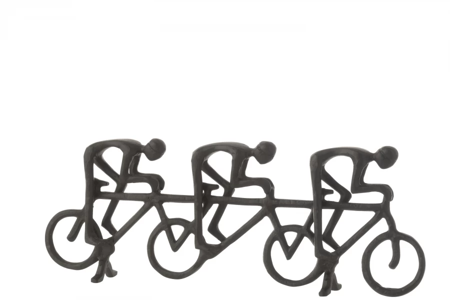 Statue Figurines Tendem Cyclistes Aluminium Noir 3 Statue Figurines Tendem Cyclistes Aluminium Noir