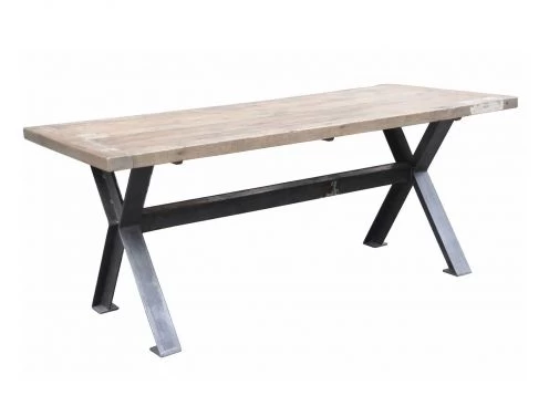 Table à Manger Rectangulaire En X Chêne-Métal 220cm 4 Table à Manger Rectangulaire En X Chêne-Métal 220cm – Image 2