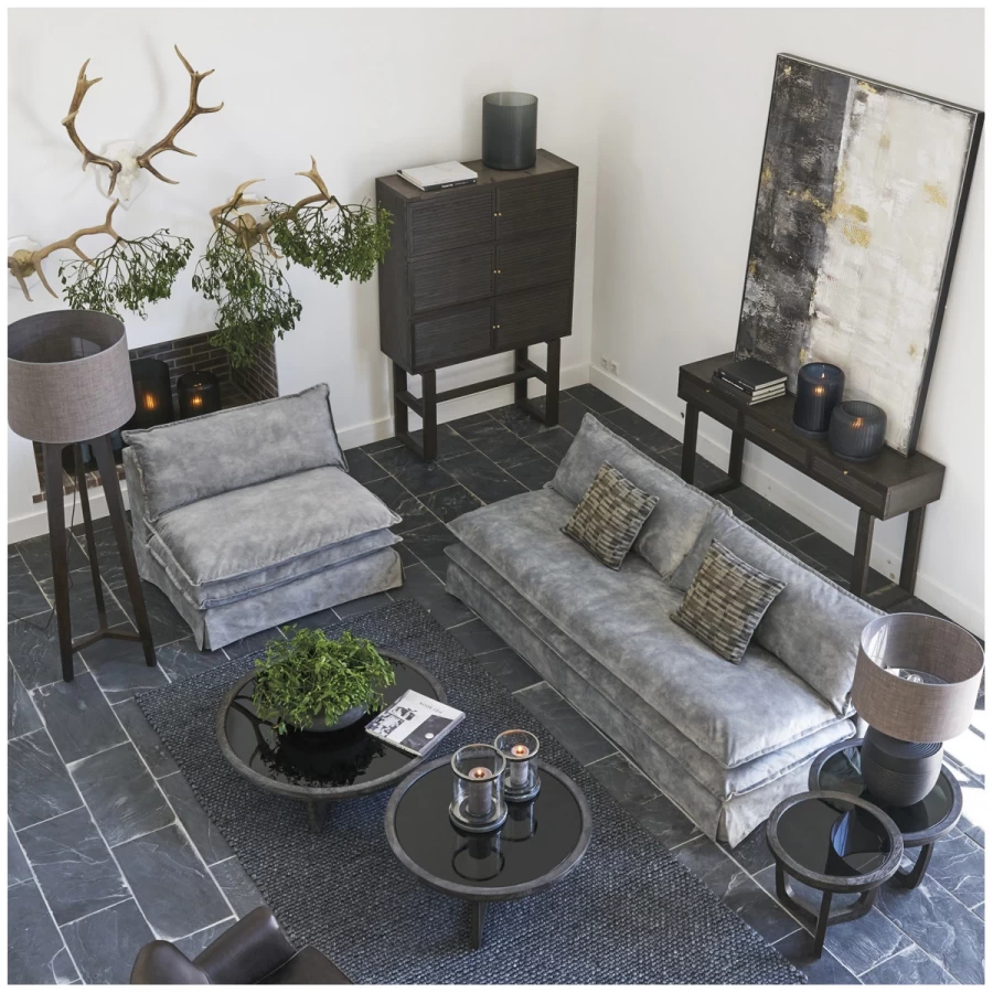 Canapé Léo Velours Gris 220cm --- Blanc D'Ivoire 9 Canapé Léo Velours Gris 220cm --- Blanc D'Ivoire – Image 7