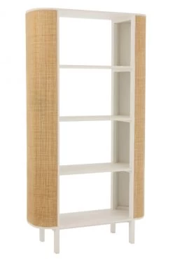 Armoire Bibliothèque Molly Bois Blanc Rotin Naturel