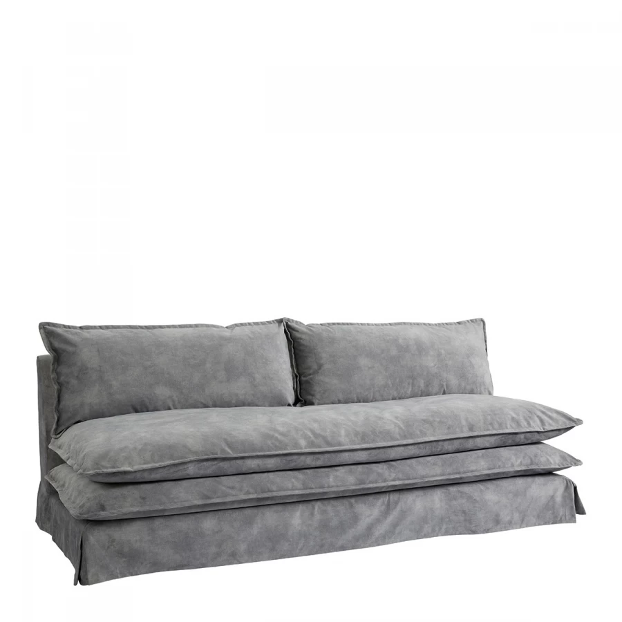 Canapé Léo Velours Gris 220cm --- Blanc D'Ivoire 4 Canapé Léo Velours Gris 220cm --- Blanc D'Ivoire – Image 2