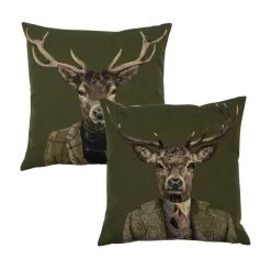 2 Coussins Gobelin Vert Cerf Col Roulé 45x45 -Meubles De Maison Magasin 565 1 Coussin Gobelin Vert Cerf Col Roule 45x45 Mars More Deco Campagne Chic 3