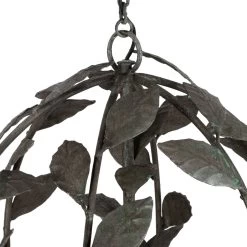 Lustre Suspension Rond Métal Fer Gris Feuilles Empire -Meubles De Maison Magasin 575 1 Lustre Metal Fer Gris Rond Empire Cote table Style Campagne 4