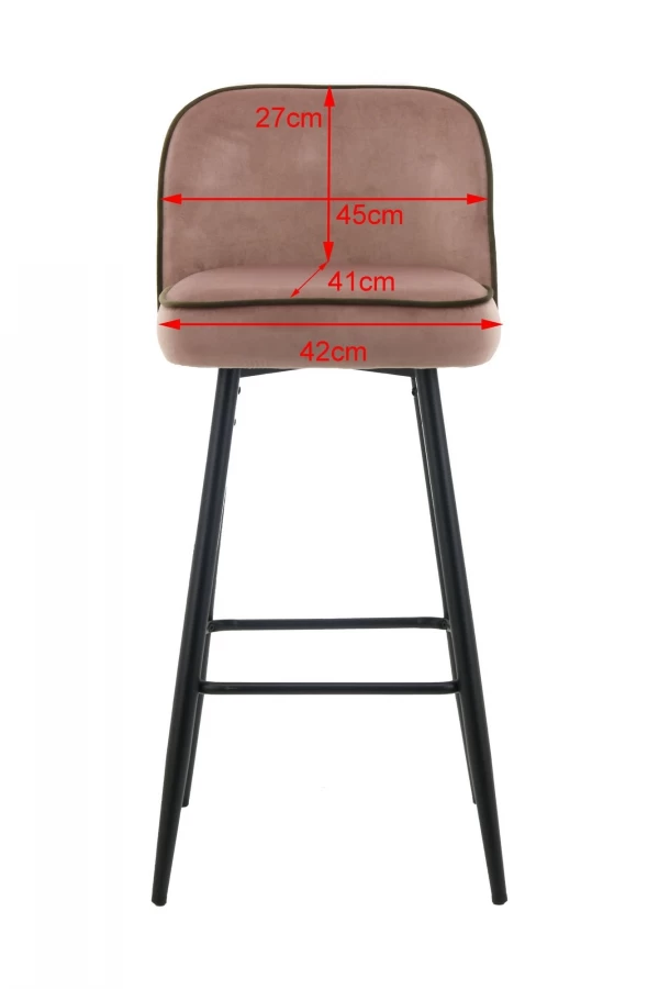 Chaise De Bar Petra Velours Gris 6 Chaise De Bar Petra Velours Gris – Image 4