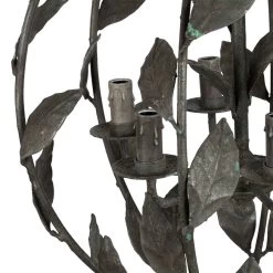 Lustre Suspension Rond Métal Fer Gris Feuilles Empire -Meubles De Maison Magasin 581 1 Lustre Metal Fer Gris Rond Empire Cote table Style Campagne 3