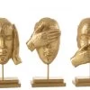S/3 Statues Personnages Entendre/Voir/Se Taire Or -Meubles De Maison Magasin 585 1 Statue Personnage Entendre Voir Se Taire Polyresine Or J Line Jolipa Deco Campagne Chic