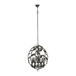 Lustre Suspension Rond Métal Fer Gris Feuilles Empire -Meubles De Maison Magasin 587 1 Lustre Metal Fer Gris Rond Empire Cote table Style Campagne 2