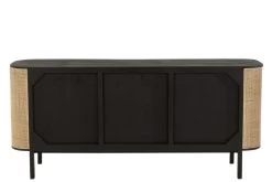 Buffet Bas 3 Portes Molly Bois Noir Rotin Naturel -Meubles De Maison Magasin 589 1 Buffet Bas 3 Portes Molly Bois Noir Rotin Naturel Jline Jolipa Style Campagne 4