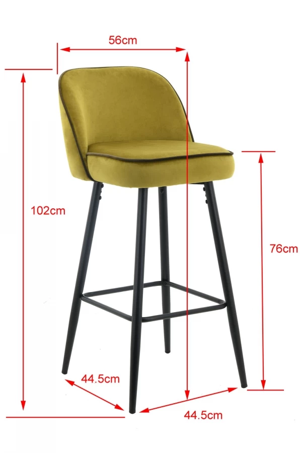 Chaise De Bar Petra Velours Gris 5 Chaise De Bar Petra Velours Gris – Image 3