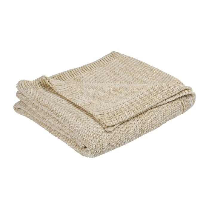 Plaid Ombelio Naturel Doré Coton 150x125 4 Plaid Ombelio Naturel Doré Coton 150x125 – Image 2