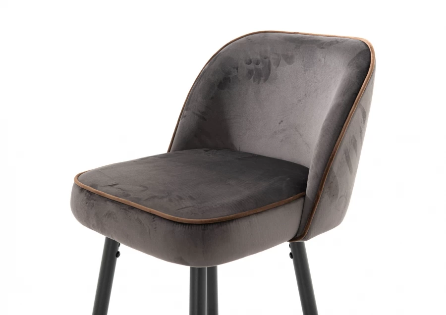 Chaise De Bar Petra Velours Gris 4 Chaise De Bar Petra Velours Gris – Image 2