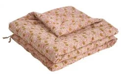 Courte Pointe Jungle Coton -- Rose 200x150 -- Blanc D'Ivoire