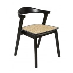 Chaise Ingrid Noire Assise Rotin Naturel