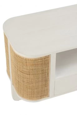 Meuble TV Molly Bois Blanc Rotin Naturel -Meubles De Maison Magasin 603 1 Meuble TV Molly Bois Blanc Rotin Naturel Jline Jolipa Style Campagne 6