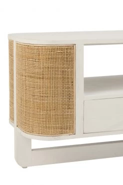 Meuble TV Molly Bois Blanc Rotin Naturel -Meubles De Maison Magasin 608 1 Meuble TV Molly Bois Blanc Rotin Naturel Jline Jolipa Style Campagne 5
