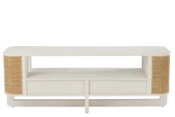 Meuble TV Molly Bois Blanc Rotin Naturel -Meubles De Maison Magasin 612 1 Meuble TV Molly Bois Blanc Rotin Naturel Jline Jolipa Style Campagne 4