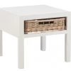 Table De Chevet Bois Blanc Panier Osier Jolipa 2 Table De Chevet Bois Blanc Panier Osier Jolipa -Meubles De Maison Magasin 614 1 Table de Chevet Bois Blanc Panier Osier Jline Jolipa Deco Campagne Chic