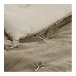 Courte Pointe Matteo Taupe Velours Coton 200x150 Blanc D'Ivoire -Meubles De Maison Magasin 618 1 Courte Pointe Matteo Taupe Velours Coton 200x150 Blanc d Ivoire Deco Campagne Chic 3