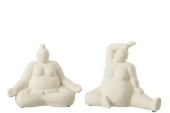 2 Statues Femmes Yoga Crème