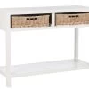 Console Bois Blanc Paniers Osier Jolipa -Meubles De Maison Magasin 657 1 Console Bois Blanc Paniers Osier Jline Jolipa Style Campagne