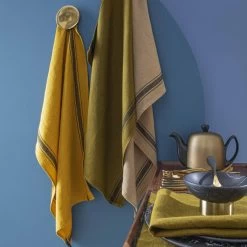 Torchon Lin Olbia Olive -Meubles De Maison Magasin 657 1 Torchon Olbia Olive Haomy Harmony Textile Deco Campagne Chic