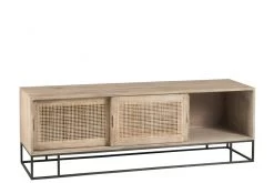 Meuble TV 3 Portes Manguier Rotin Tissé Naturel Jolipa -Meubles De Maison Magasin 659 1 Meuble TV 3 Portes Manguier Rotin Tisse Naturel Jline Jolipa Deco Campagne Chic 10