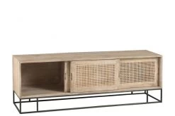 Meuble TV 3 Portes Manguier Rotin Tissé Naturel Jolipa -Meubles De Maison Magasin 663 1 Meuble TV 3 Portes Manguier Rotin Tisse Naturel Jline Jolipa Deco Campagne Chic 9