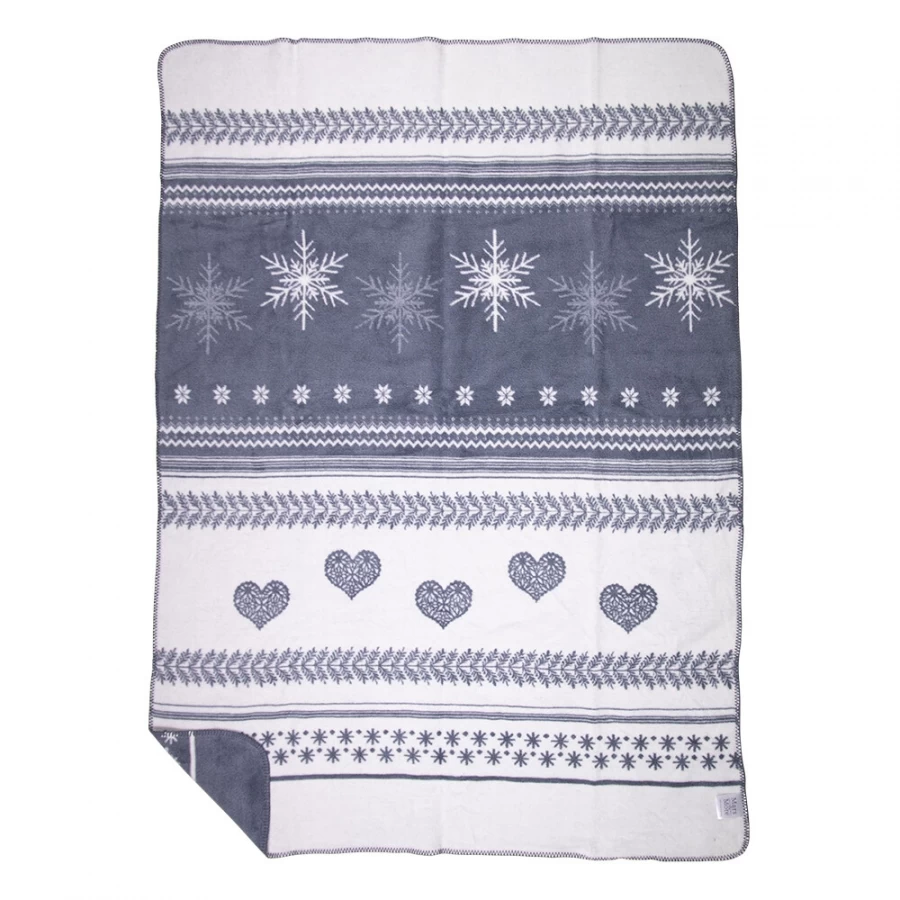 Plaid Coeurs De Neige Gris 130x180 4 Plaid Coeurs De Neige Gris 130x180 – Image 2