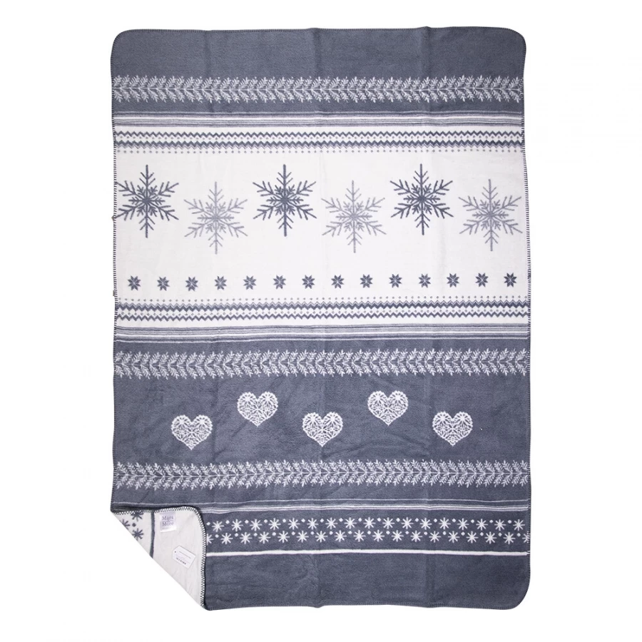 Plaid Coeurs De Neige Gris 130x180 3 Plaid Coeurs De Neige Gris 130x180