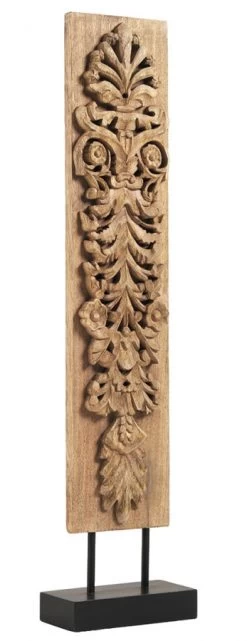 Statue Arabesques Verticale Bois Nat Blanc D'Ivoire
