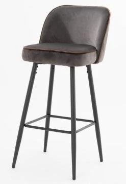Chaise De Bar Petra Velours Gris