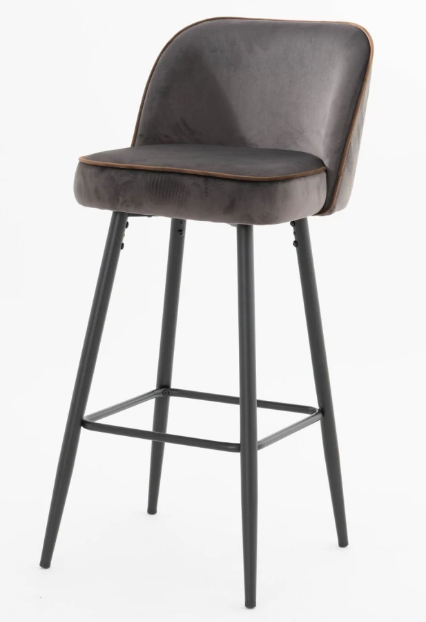 Chaise De Bar Petra Velours Gris 3 Chaise De Bar Petra Velours Gris