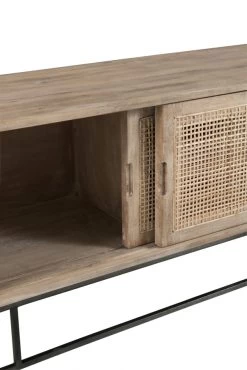 Meuble TV 3 Portes Manguier Rotin Tissé Naturel Jolipa -Meubles De Maison Magasin 686 1 Meuble TV 3 Portes Manguier Rotin Tisse Naturel Jline Jolipa Deco Campagne Chic 4