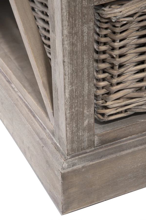 Meuble TV Bois Naturel Grisé Paniers Osier Jolipa 7 Meuble TV Bois Naturel Grisé Paniers Osier Jolipa – Image 5