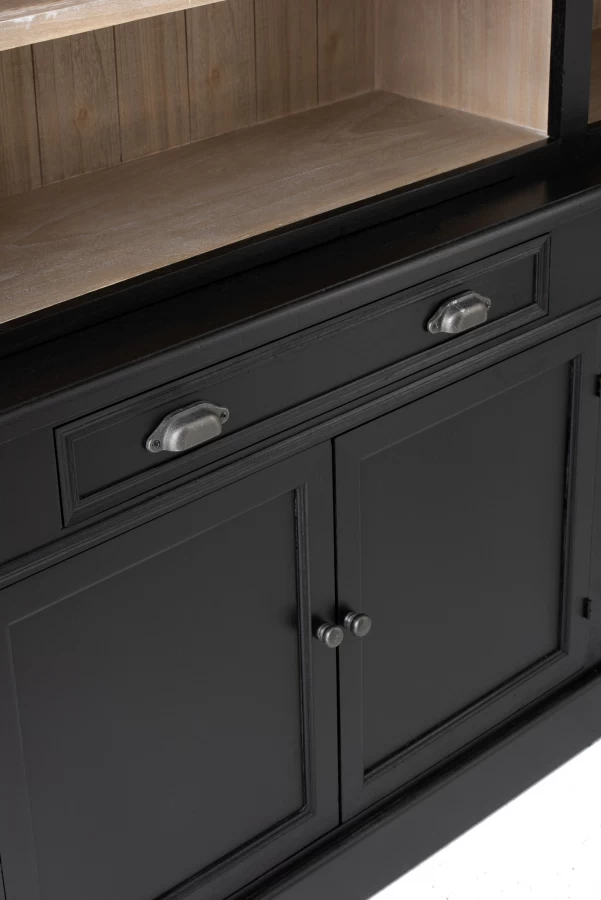 Bibliothèque 4 Portes Bois Noir-Naturel 13 Bibliothèque 4 Portes Bois Noir-Naturel – Image 11