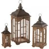 S/3 Lanternes Chalets Bois Marron 2 S/3 Lanternes Chalets Bois Marron -Meubles De Maison Magasin 708 1 S3 Lanternes Chalets Bois Marron JLine Jolipa Deco Campagne Chic