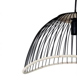 Suspension Filen Noir Et Rotin Naturel -Meubles De Maison Magasin 708 1 Suspension Filen Noir Cote table Style Campagne 4