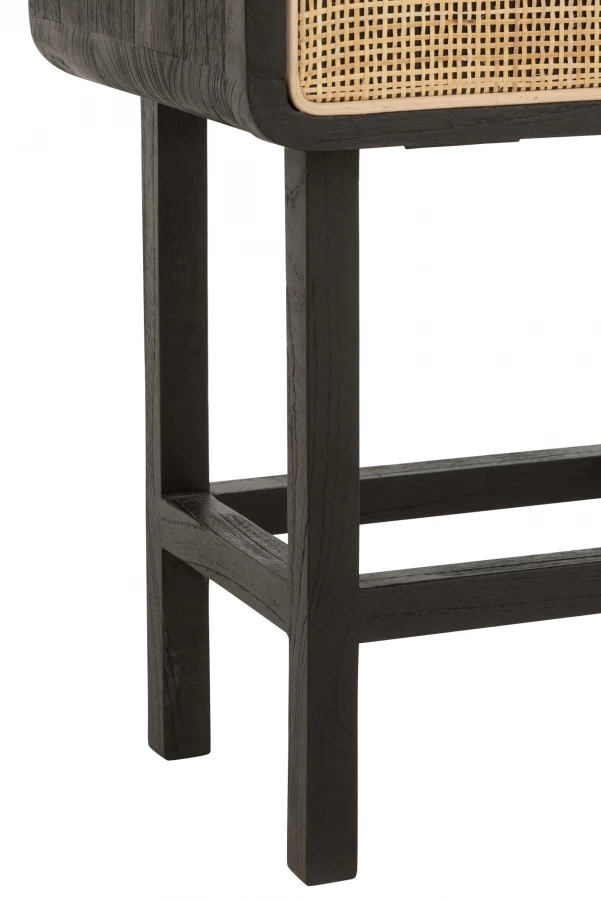 Chevet / Bout De Canapé Molly Bois Noir Rotin Naturel 9 Chevet / Bout De Canapé Molly Bois Noir Rotin Naturel – Image 7