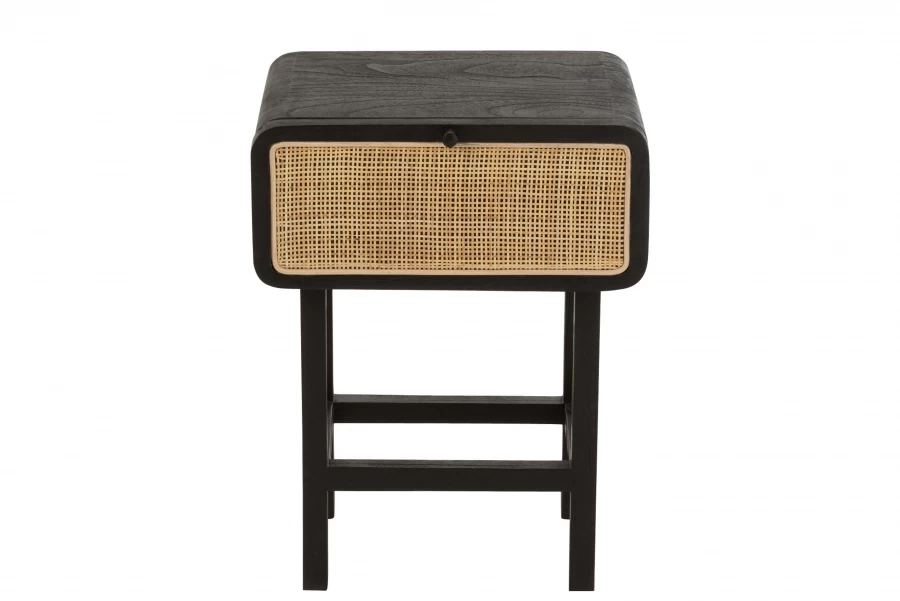 Chevet / Bout De Canapé Molly Bois Noir Rotin Naturel 6 Chevet / Bout De Canapé Molly Bois Noir Rotin Naturel – Image 4