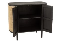 Buffet Bas 2 Portes Molly Bois Noir Rotin Naturel -Meubles De Maison Magasin 741 1 Buffet Bas 2 Portes Molly Bois Noir Rotin Naturel Jline Jolipa Style Campagne 9