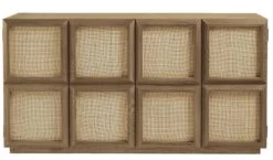 Buffet Ema 4 Portes Chêne Rotin Naturel Blanc D'Ivoire