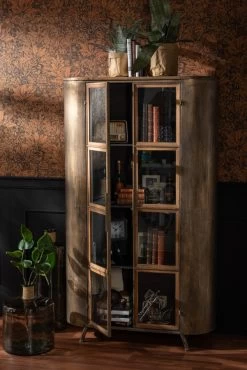 Armoire 2 Portes Vitrées Métal Doré Antic Jolipa -Meubles De Maison Magasin 764 1 Armoire 2 Portes Vitrees Metal Dore Antic Jline Jolipa Deco Campagne Chic