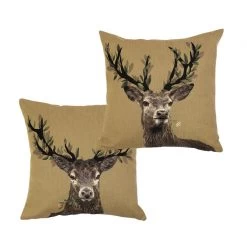 2 Coussins Gobelin Cerf Bois Feuillage Fleur Blanche 45x45 -Meubles De Maison Magasin 766 1 Coussin Cerf Bois feuillage Fleur Blanche 45x45 Mars More Deco Campagne Chic 5