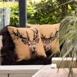 2 Coussins Gobelin Cerf Bois Feuillage Fleur Blanche 45x45 -Meubles De Maison Magasin 771 1 Coussin Cerf Bois feuillage Fleur Blanche 45x45 Mars More Deco Campagne Chic 4