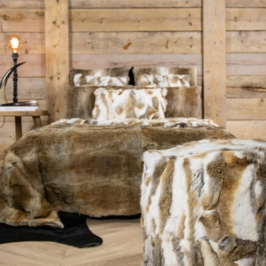 Plaid Fourrure Lapin Marron 130x180 4 Plaid Fourrure Lapin Marron 130x180 – Image 2